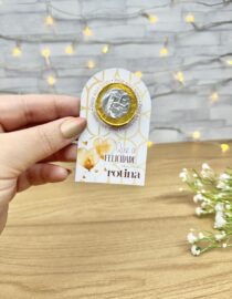card para moeda  de chocolate