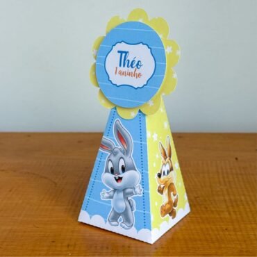 Caixa Cone Pirâmide Personalizada Baby Looney Tunes