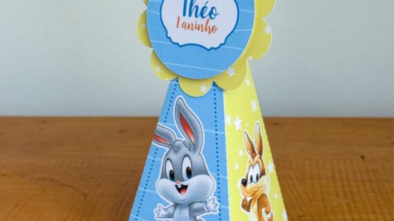 Caixa Cone Pirâmide Personalizada Baby Looney Tunes