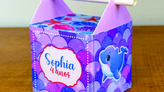 🐬 Caixa canudo Fundo do Mar Personalizada