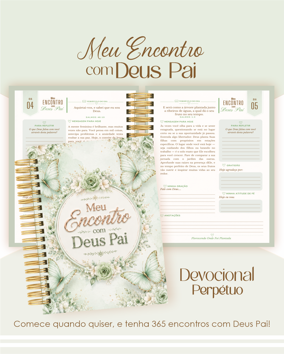 Devocional Encontro com Deus - Borboletas Verde